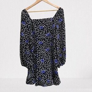 BCBGeneration Mini Dress Floral Black Puff Sleeve Size 6